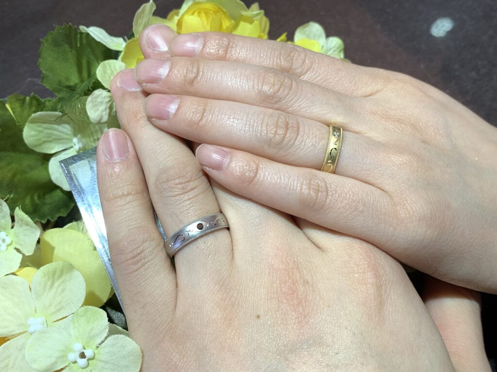 ジュエルミキ結婚指輪鍛造プラチナ＆ゴールド手